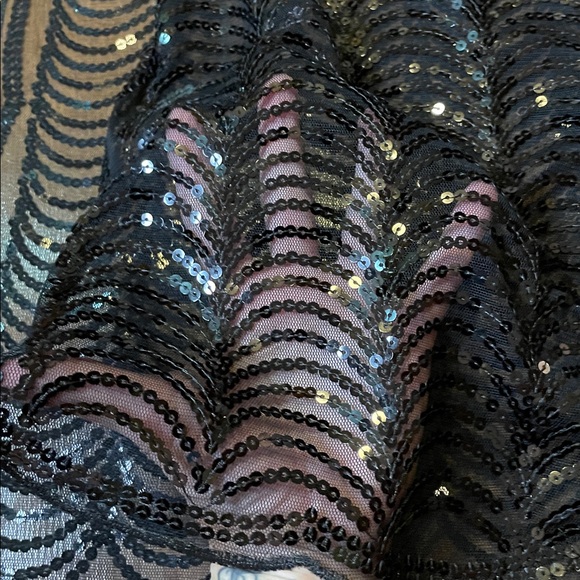 Black scarf set (sequin and shear with satin) - Picture 3 of 8